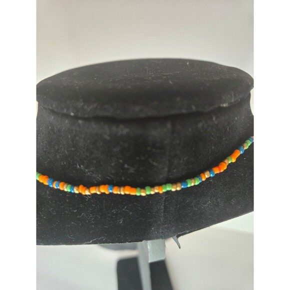 Beaded Necklace Orange and Teal Abstract Geometric - Picture 3 of 4